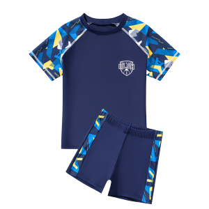 [Fast Shipping] Kids Swimwear Suit for Boy 7-13 Yrs Camouflage Color Short Sleeved Shorts Swimsuit Set for Kids