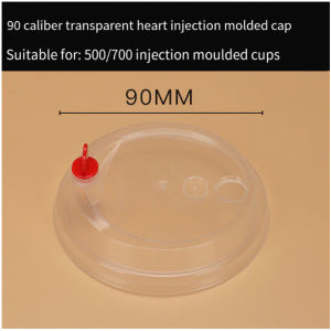 (50pcs) HARD Lid w/ FREE RED Heart Stopper(90mm) for Hard Milk Tea Cups & Slim Milk Tea Cups