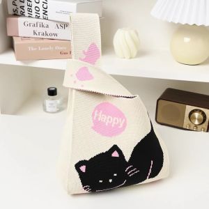 พร้อมส่งไทย:กระเป๋าถือลําลอง ผ้าถัก ลายสก๊อต แฮนด์เมดZB95