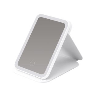 LED Makeup Mirror Portable Mirror Foldable Dressing Mirror 3 Colour Lighting Rechargeable Desktop Mirror