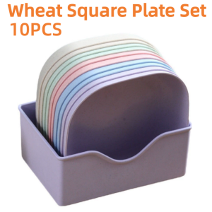 10PCS Dessert Plate Pure Natural Wheat Square Snack Straw Bowl Sauce Seasoning Dish Degradable ECO-friendly Tableware Household Bone Spitting Dish
