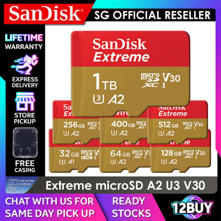 SanDisk Extreme MicroSD Card Full 4K V30 U3 UHS-I C10 32GB 100mb/s 64GB ...