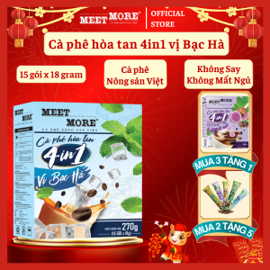 Hộp Cà Phê Hòa Tan Vị Bạc Hà Meet More (15 Gói/18 Gram) - Không Say Không Mất Ngủ