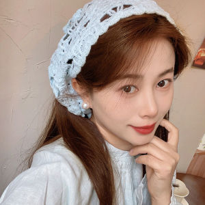 MillionGrid Thời trang dệt kim headscarf pháp MỤC VỤ phong cách tam giác HEADBAND handmade Crochet Headband khăn retro hoa headscarf
