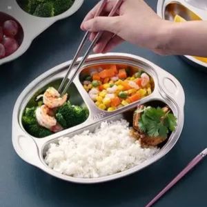Khay cơmkhay ăn dặm cho bé hình bầu inox 304 cao cấp 100%