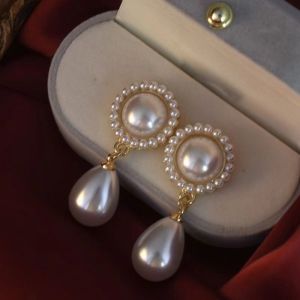 good 999 Fashionable French Waterdrop Pearl Elegant Earrings ES63765