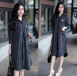 { THABITHA } GL / 1006 strip pb / tunik / long tunik / tunik terbaru lebaran / tunik modern simple elegan / long tunik terbaru / baju nagita slavina terbaru / tunik wanita terbaru / { free ongkir + cod }