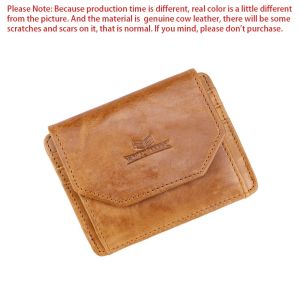Roya Bagger Short Wallets for Men Genuine Cow Leather Vintage Coin Purses Large Capacity Card Holder Trifold Male Wallet 1464