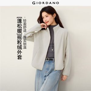 Giordano Women Polar fleece stand collar raglan sleeve jacket Free Shipping 05376880