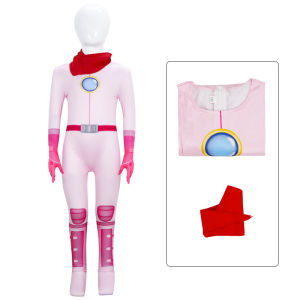 Super Mario Costume For Adult Kids Mario Bros Princess Peach Cosplay Jumpsuit Pink Bodysuit Anime Game Role Play
