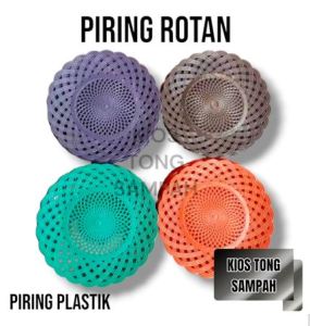 Piring Rotan Plastik Diameter 24cm 1 LUSIN | Piring Anyaman Plastik Serbaguna | BISA COD