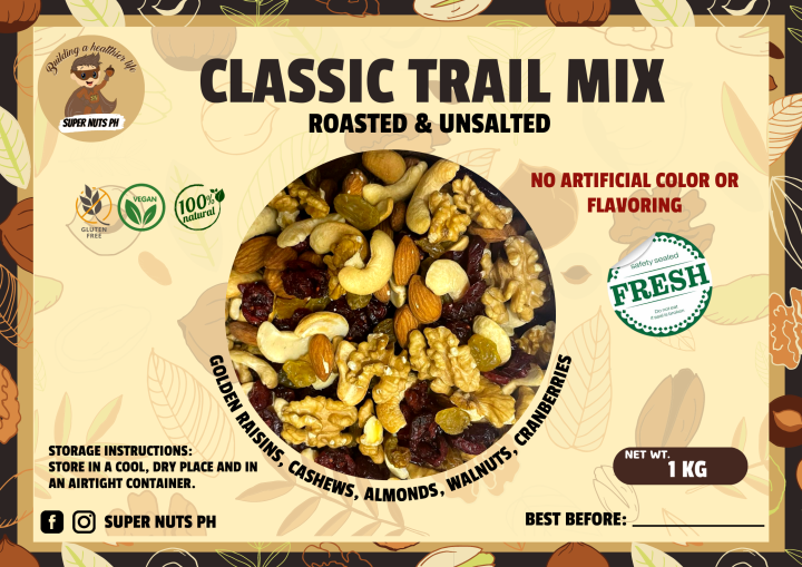 Classic Trail Mix ( Roasted & Unsalted ) 1kg,500g,250g Lazada PH