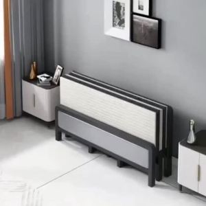 Four Fold Folding Bed Double Bed Household Simple Iron Bed Rental Roof Bed Nap Bed Wrought Iron Bed