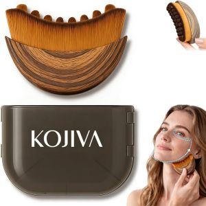 Kojiva Lymphatic Face Brush Lymphatic Contour Face Brush Curved Facial Lymphatic Drainage Massager Brush for Sculptingm Reduce Puffiness & Double Chin Reducer Improves Skin Glow & Absorption