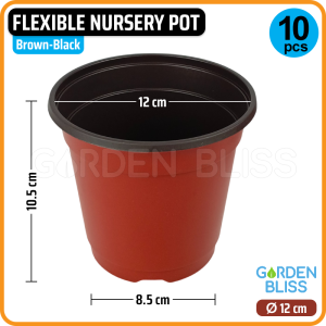 10 Pcs Flexible Brown-Black Nursery Pot | Pot Pembibitan Tanaman Elastis Coklat-Hitam