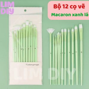 Bộ 12 Cọ Vẽ Đa Năng – Lông Mềm Mượt Đa Dạng Kích Thước – Cho Acrylic Gouache Watercolor LIM DIY