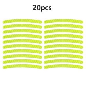 20Pcs Universal Wheel Hub Reflective Stickers Waterproof PET Rim Reflective Strips Decal for Car Motorcycle Night Driving Safety Warning Exterior Accessories