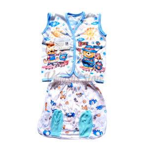 Setelan Baju Lengan Kutung Boboko&Celana Pop LuckyTime 0-3Bln-Set Pakaian Bayi Newborn-Vegasus Store