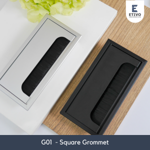 Etivo G01 Kotak Penutup Lubang Kabel Meja Hitam Almunium / Gromet