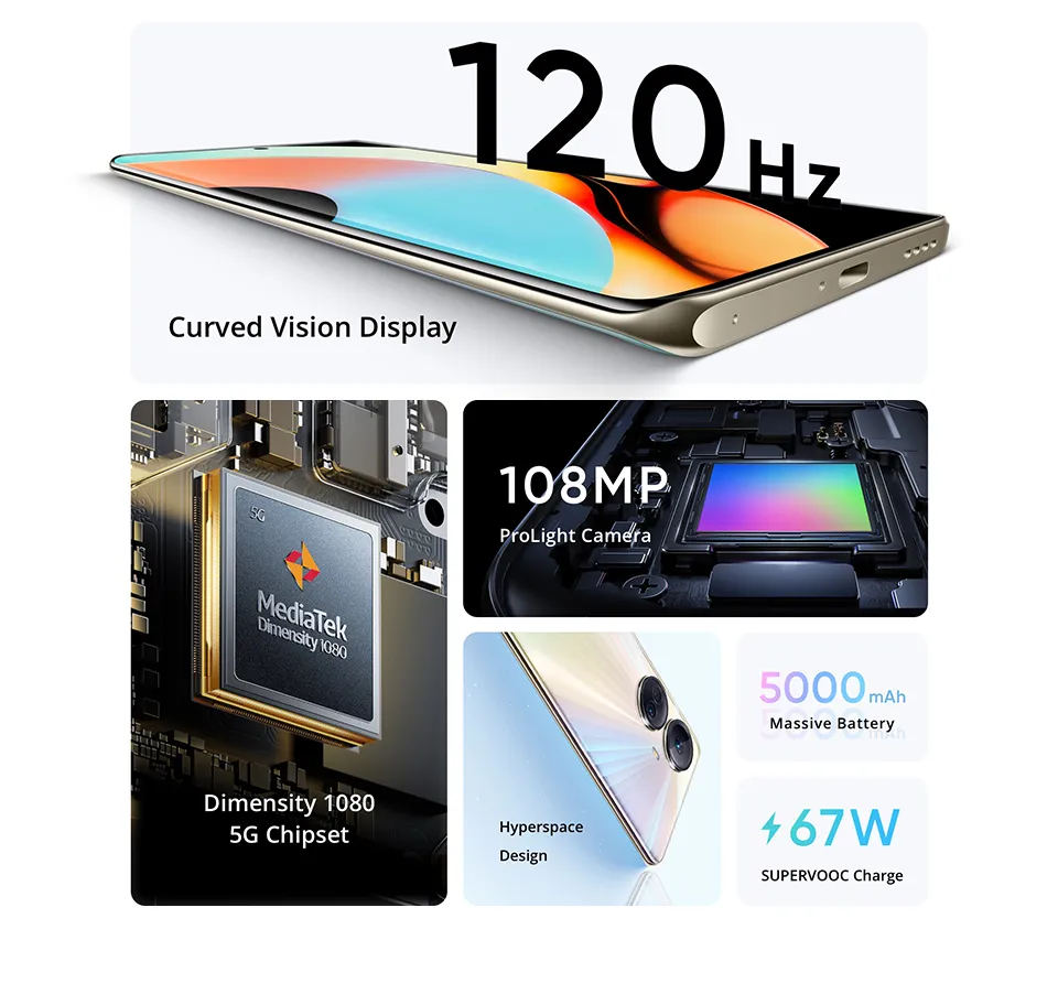 realme 10 PRO Plus 5G Smartphone Dimensity 1080 Octa Core NFC 6.7