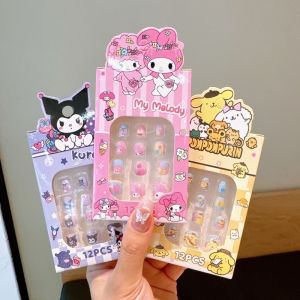 Kuromi Trẻ Em Dán Móng Tay Hello Kitty Giai Điệu Trẻ Em Vui Nhộn Hoạt Hình Sanrio Móng Tay Nghệ Thuật Có Thể Tháo Rời Trẻ Em Móng Tay Giả Ngọt Ngào Dễ Thương Đeo Móng Tay