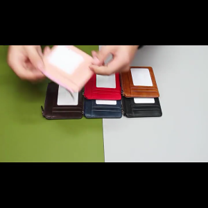 Portable Card Holder PU Leather Blocking Cards Case Zippered Coin Purse Change Pocket for Business Meetings and Travel