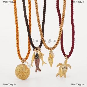 [COD] Man YingLie Personalized Conch Turtle Fish Necklace Ocean Style Hand-Woven Pendant Choker Summer Exquisite Trend Accessories