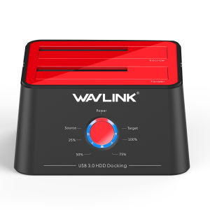 Wavlink Dual Bay Hard Drive Docking Station USB 3.0 to SATA I/II/III Tool-Free External Hard Drive Lay-Flat Dock for  2.5/3.5inch HDD/SSD with Hard Drive Duplicator/Offline Clone Function/1 USB A to USB C Converter Support UASP and 2x16TB with 12V/3A Po