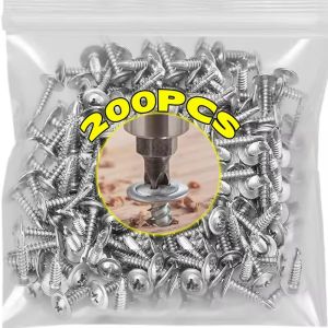 200Pcs Stainless Steel Self Tapping Screw Flat Head Drilling Screws Quick Tapping Phillip for Wood Sheet Metal Fasteners Kits