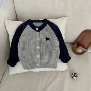 Baby Boys Autumn and Winter Stylish Knitted Sweater Romper Infant Color-Block Jumpsuit Super Cute Outing Romper