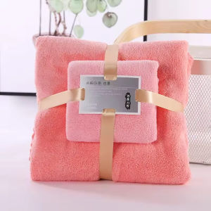 2 in 1 Bath Towel and Face Towel Set Coral Fleece Super Soft Quick Dry Water Absorbent Towel
