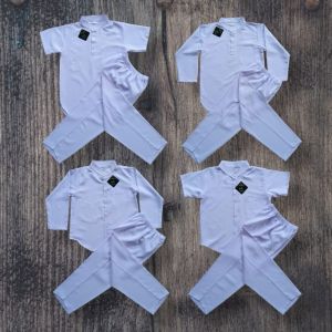 Setelan Baju Koko Anak Laki Laki Putih Lengan Panjang Usia 1 2 3 4 5 6 7 8 9 10 11 12 13 Tahun