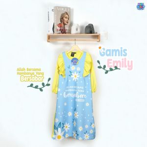Best Seller Gamis Anak Perempuan Motif Print Gamis Emily 1-10 Tahun