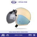 Helm Anak Bogo Polos Viral Untuk Usia 2 3 4 5 6 7 Tahun SNI Warna Cream Hitam Lucu Kaca Cembung. 