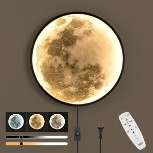 Moon Wall Light Newly Designed Staircase Light Indoor Wall Lamp For Living Room Bedroom Bedside Staircase Remote Control Dimming 50cm 24W