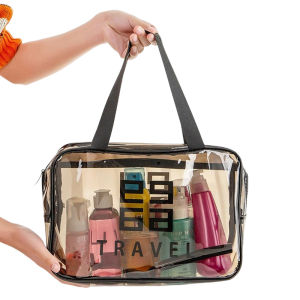 EverToner Women Portable Travel Wash Bag PVC Transparent Waterproof Makeup Storage Pouch Large Capacity Beach Pouch Organizer