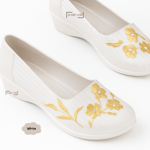 SandSo - 1801 PTY Sepatu Putih Wanita Flat Shoes Elegant Pantofel Casual Kantor Anti Slip Air Licin