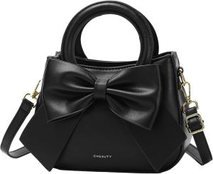 Womens Small Wallet Crossbody Bag  Faux Leather Crossbody and Handbag  Top handle and cute bow design