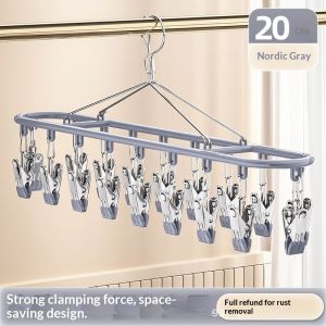 JJT Multi-functional Clothes Drying Rack with Strong Clips for Socks and Underwear