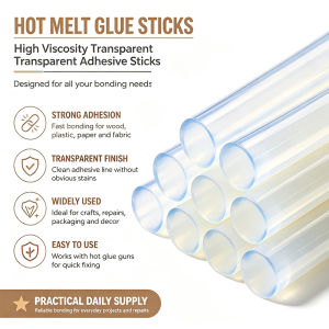 100Pcs/Pack Transparent Hot Melt Glue Sticks for DIY Art Most Gluing Projects