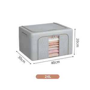 Foldable storage box with lid Oxford fabric steel frame organization box 24L/66L/110Lstackable wardrobe organizer closet