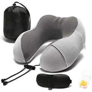 Travel Pillow Memory Foam with 360-Degree Head Support Comfortable Neck Pillow with Storage Bag Lightweight Traveling Pillow for Airplane Car Train Bus and Home Use