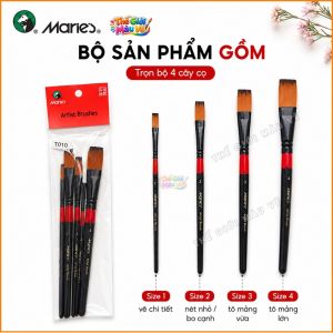 Bộ Cọ Vẽ Marie’s SINOART 6 Cây – Cọ Vẽ Đa Năng Acrylic Gouache Màu Nước Sơn Dầu – Họa Cụ Cho Người Mới Học Vẽ