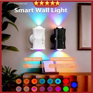 Smart Wall Light RGB LED Automatic Motion Sensor Rechargeable Night Light Room Decorative LED Light