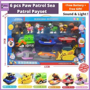【The Toy House】⚡Ready Stock⭐ Children Dog Patrol Sound and Light Sea Patrol Boat Deformable Playset Action Rescue Team