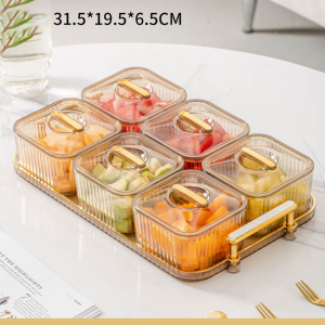 Inaso Tempat Saji Makanan Set Dengan Pegangan Storage Jar with Tray Kotak Penyimpanan Snack Kue Cemilan Aesthetic HSB658