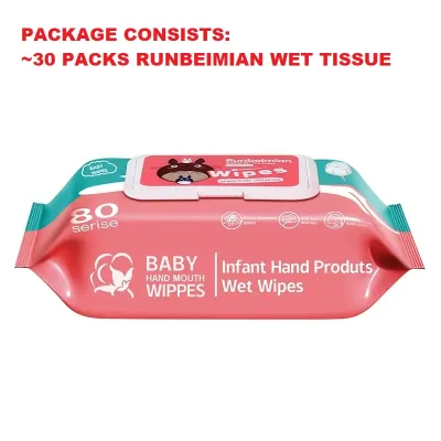 READY STOCK❤️30/80 Packs(1 Carton) Non Alcohol Baby Wipes Wet Tissue Soft Cotton Anti Bacterial Cleaning Tissue Tisu Basah Bayi