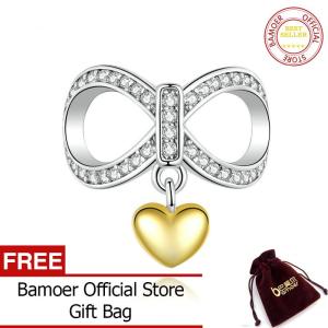 BAMOER Infinity Love with Heart Charm for Women Jewelry Making Fit Original Bracelet 925 Sterling Silver Accessories SCC1300
