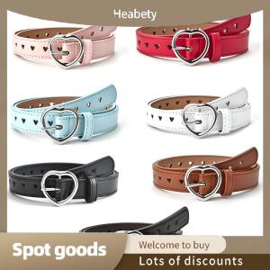 Heabety Fashion Children Faux Leather Belt Kids Cute Peach Heart Buckle Belts Girls Waist Belt