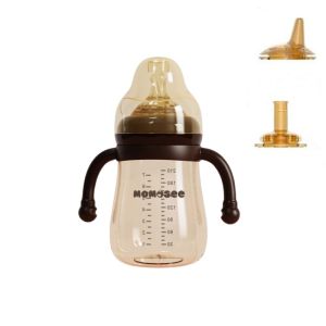 Momosee Botol Susu 3in1 Botol Susu PP Wide Neck Training Cup Dot Spout Sippy Straw 240ml 300ml BB21